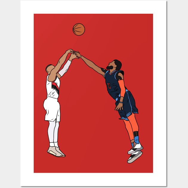 Damian Lillard Game Winner Over Paul George Wall Art by rattraptees